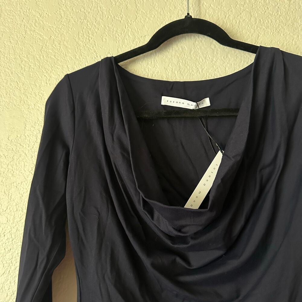 Susana Monaco Long Sleeve Cowl Neck Top in Midnight Size Small NWT - Picture 5 of 6